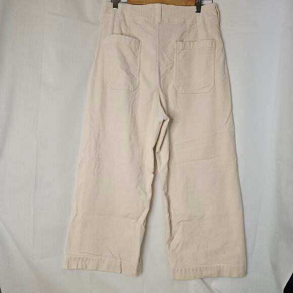 Anthropologie by Maeve The Colette Corduroy Crop Wide-Leg Pants Ivory size 32 - Picture 9 of 11